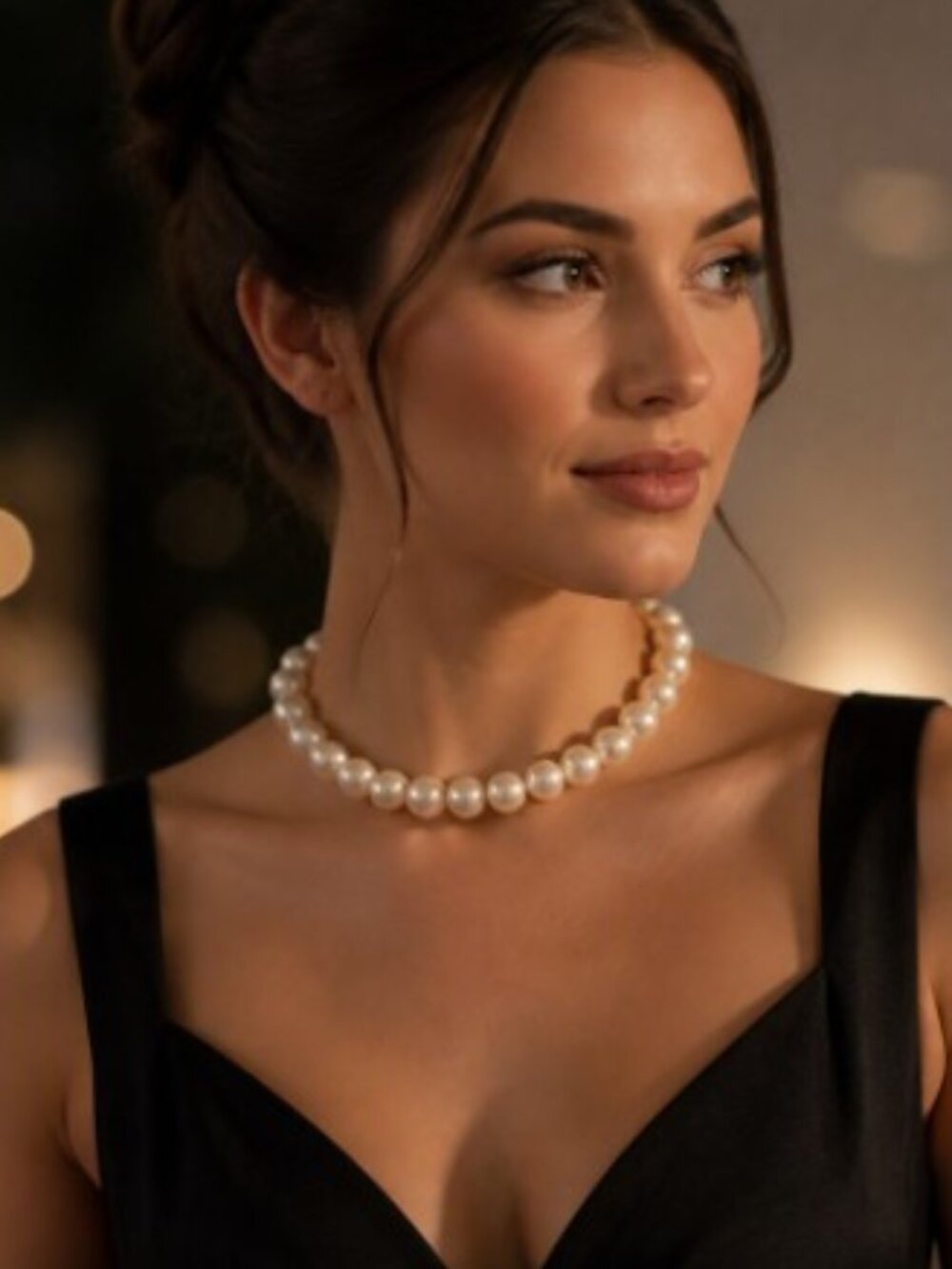 Vintage Silver-Tone Faux Pearl Choker Necklace